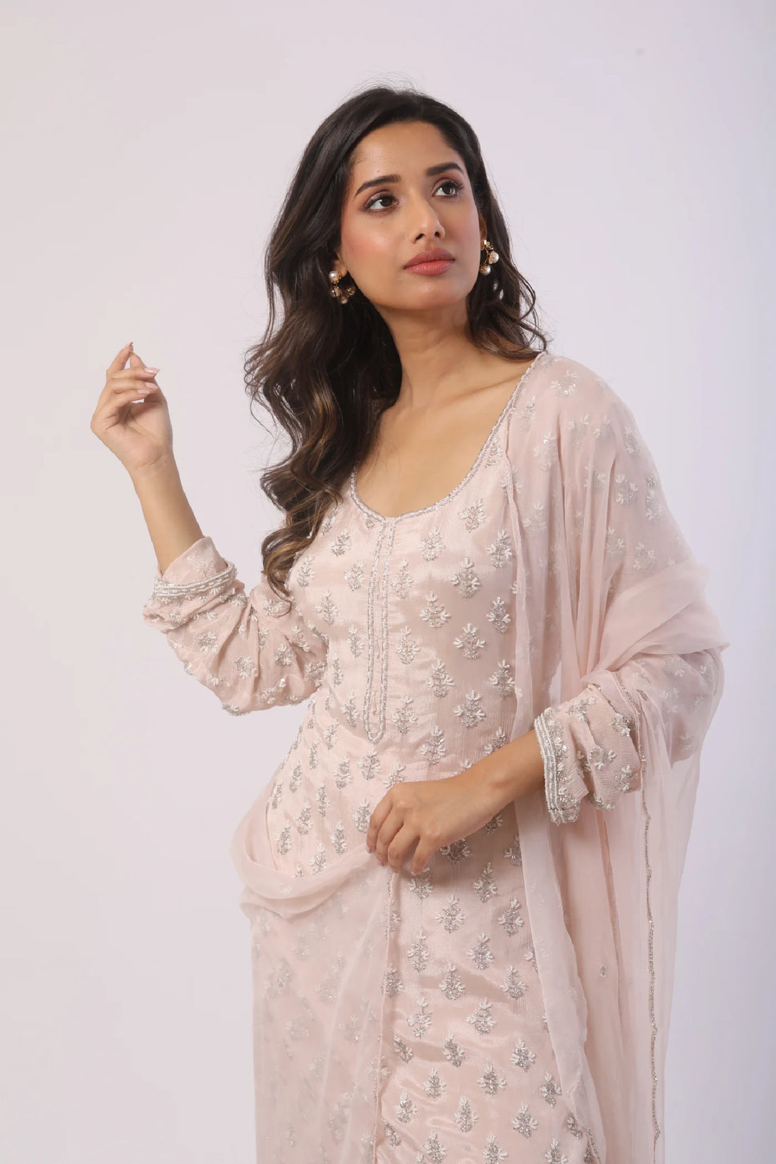 Pink Kurti with Sharara and Dupatta